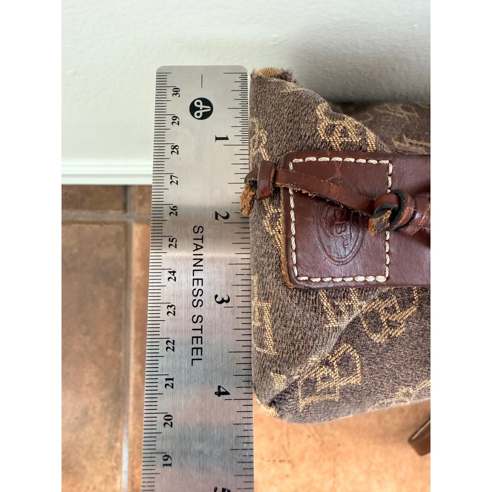 Dooney & Bourke Purse Women's Brown Monogram Tassel Canvas Leather Trim Vintage - Picture 12 of 13